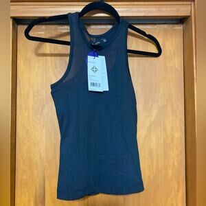 NWT Satva Movement Black Fitted Racerback Tank Top w/ Mesh Fitness Gym Workout